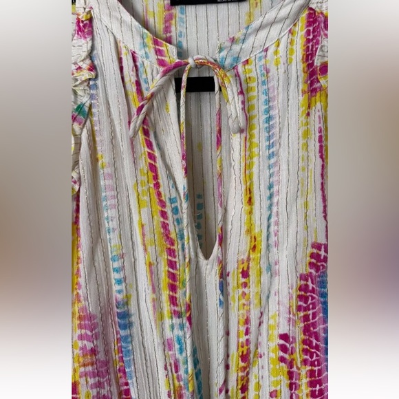 Black Tape Cotton Printed Tiered Colorful Halter Keyhole Dress S - Picture 1 of 9